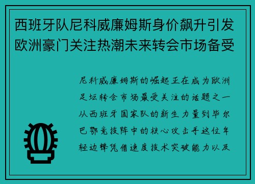 西班牙队尼科威廉姆斯身价飙升引发欧洲豪门关注热潮未来转会市场备受瞩目